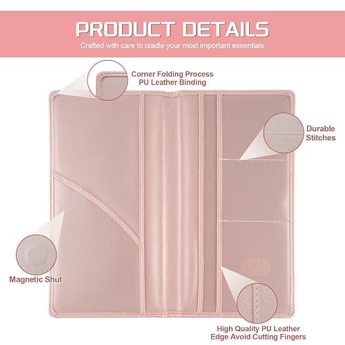 JUSTTOP 1Pack Car Registration and Insurance Holder,Car Document Holder for Cards License with Magnetic Shut,Vehicle Glove Box Car Organizer for Documents, Cards, License(Pink) thumbnail 3