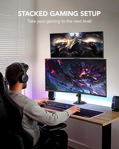 HUANUO 17-32 Inch Dual Monitor Stand, Gas Spring Dual Monitor Mount, Monitor Stand 2 Monitors, Ergonomic Adjustable Tilt/Swivel/Rotate, Weight Max 19.8 lbs, VESA 75/100mm thumbnail 5