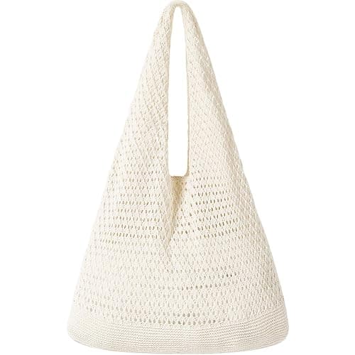 WantGor Crochet Bags, Beach Mesh Tote Bag Womens Shoulder Shopping Handbag Casual Travel Totes Bag Foldable Hobo Bags - Image 1