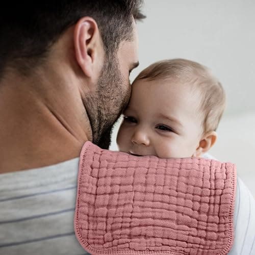 Looxii Muslin Burp Cloths Baby Girl 6 Pack - 20" x 10" - Ultra Soft & Absorbent, 6-Layer 100% Cotton for Spit Up & Drool- Gentle Baby Burping Cloth, Newborn Essentials Shower Gift Girl, Gradient Pink thumbnail 5