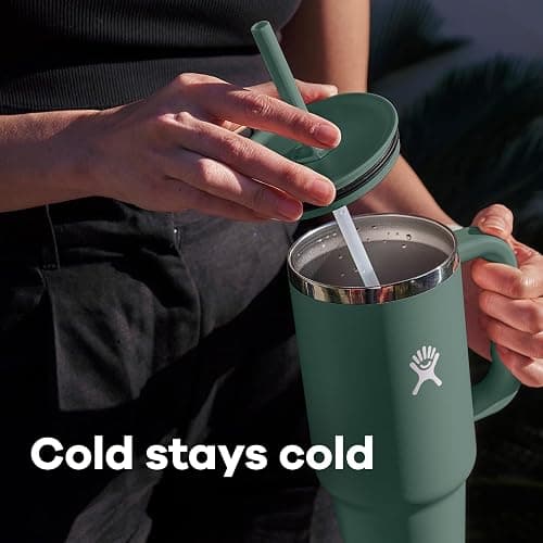 Hydro Flask Travel Tumbler with Handle, Lid and Straw - Insulated Stainless Steel in 32 Oz Seasalt thumbnail 8