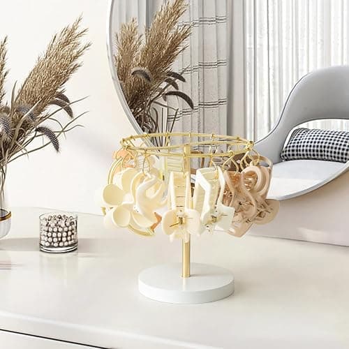 Dahey Claw Clip Organizer Holder Stand Metal Tie Storage Display Hair Accessories Bedroom Bathroom College Dorm Room Decor for Women and Girls, Gold thumbnail 4