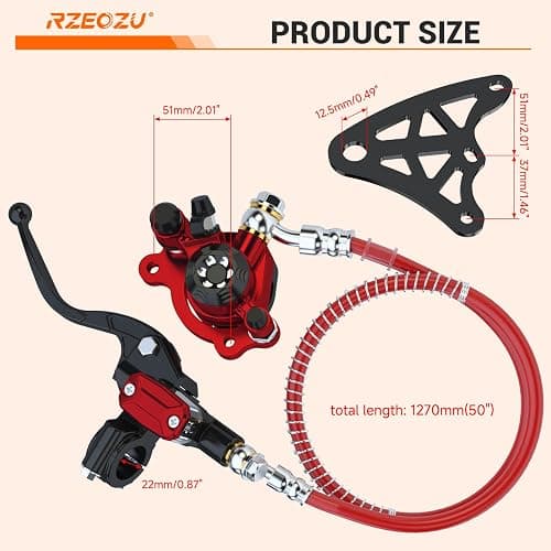 RZEOZU Mini Bike Hydraulic Brake Kit with Rear Caliper Mount Bracket Adapter Compatible with Monster Mega Moto 80cc 105cc MMB80 MMB105 Minibike GMB100 Coleman RB100 Powersports Parts thumbnail 7