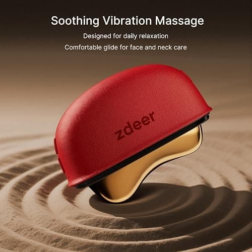 ZDEER LED Red Light for Face & Neck Massager Facial Care Device – Electric Gua Sha Brass Tool with Heat & Vibration for Firming, Sculpting & Skincare, Red thumbnail 5