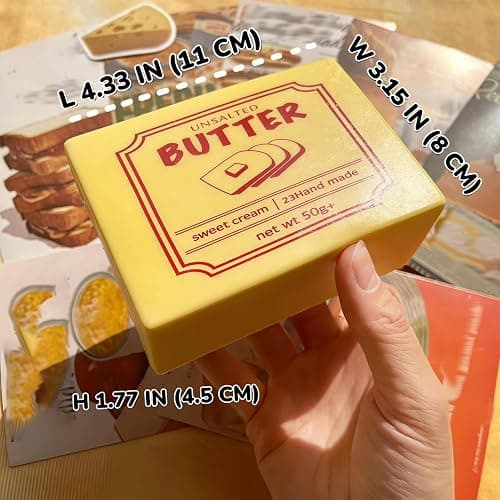 Slow Rising Butter Squishy Toy, Super Soft Butter Stick Slow Rise Squishy, Sticky Butter-Shaped Stress Toys, Realistic Food Squeeze Fidget Toys for Relief Anxiet-y , Squeeze Fidget Toy for Kids thumbnail 9