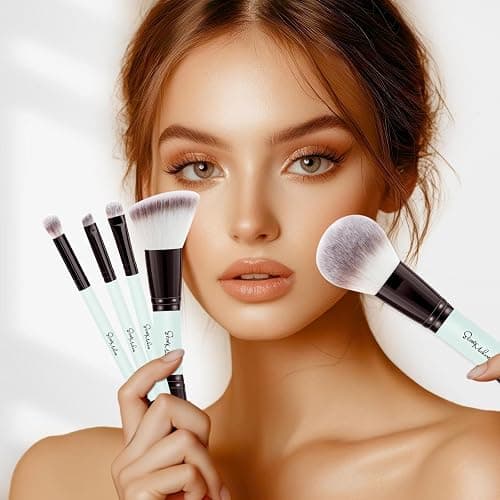 START MAKERS Makeup Brush Set 5Pcs, Dual-Ended Foundation Contour Concealer Blush Powder Bronzer Eyeshadow Brushes for Liquid, Cream, Powder, Blending, Buffing, Stippling Face Make up Tools thumbnail 6
