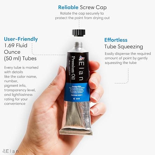 Elan Ölfarben Set, 24x Öl Farben Tuben 50ml Ungiftig, Oil Paint Set, Professionelle Qualität Ölfarben Starterset, Öl Farben Leinwand, Ölmalfarben thumbnail 3