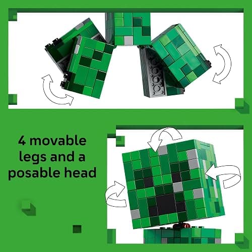 LEGO Minecraft The Creeper Kids Building Toy - Minecraft Toy for Boys & Girls, Ages 10+ - Room Decor for Gamers -W/ 1st Version Minifigure - Gift for Christmas - 21276 thumbnail 3