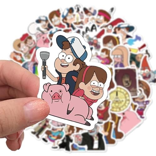 50Pcs Mixed Cartoon Gravity Falls Stickers Gifts for Kids Girl Laptop, Cute Waterproof Vinyl Cartoon Decal for Teen Water Bottle Bike Guitar Phone Skateboard Luggage (Gravity Falls) thumbnail 5