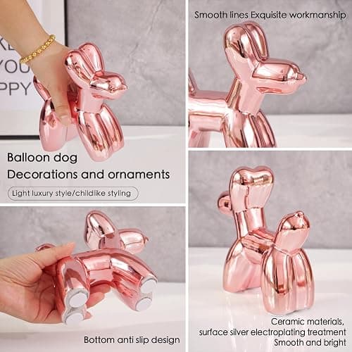 Notakia Cute Ceramics Balloon Dog Statue Crafts Living Room Desktop Decorations,Handmade Modern Small Ceramic Animal Statue Ornament Home Decor Accents thumbnail 5