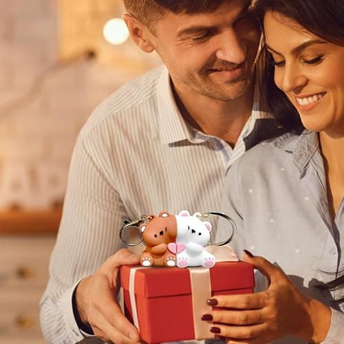 donciety Valentines Day Gifts, Bear Couple Keychain, Matching Keychains Cute Couple Gifts for Girlfriend Boyfriend Couples Matching Best Friend Keychain Birthday Valentine's Wife Husband Wedding thumbnail 6
