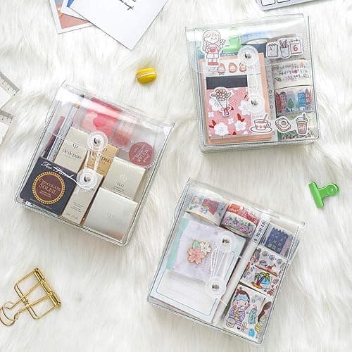 ZMLSED Washi Masking Tapes Multi Organizer Pouch, Minimalist Transparent Large-capacity Visible Portable Storage Bag for Stationery Stickers Travel Small Object Planner Pens Journal Supplies thumbnail 5