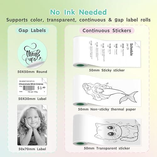 Gloryang JD-23 Sticker Printer, Mini Portable Thermal Printer Print Pod, Inkless Bluetooth Label Maker Machine for DIY Crafts, Journaling, Office & Home Use, Includes 2 Rolls Sticker Paper thumbnail 4