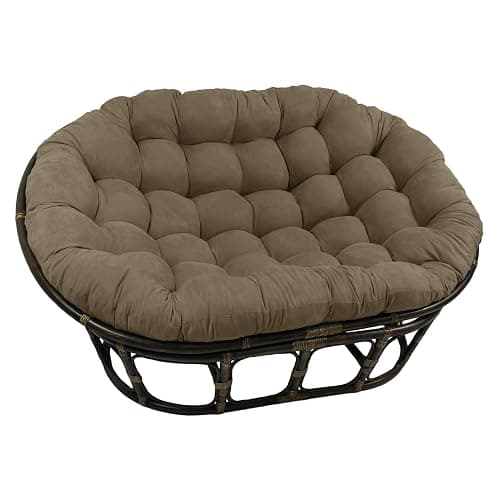 Blazing Needles Solid Microsuede Double Papasan Chair Cushion, 48" x 6" x 65", Java - Image 1