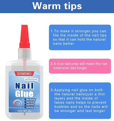 (2-in-1) 20ml Nail Glue with Brush Applicator & Nozzle,Used for Nail Tips,Acrylic Nails and Press on Nails,Built in Brush on,Super Strong,Long Lasting,Waterproof thumbnail 5