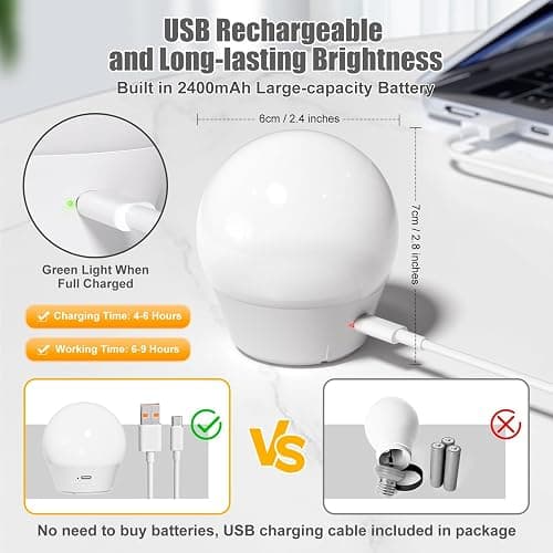 Brightown E26 Rechargeable Light Bulb with Remote and Timer, Battery Backup Bulb for Sconces and Lamps, Magnetic Bulbs for Non-Hardwired Fixture, 3 Color Temperatures + 9 RGB Colors, Dimmable, 2 Pack thumbnail 4