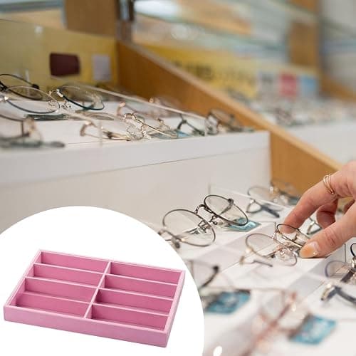 Teruyol Sunglasses Organizer Tray 8 Slots Container Eyewear Holder for Desktop Travel Home, pink thumbnail 2