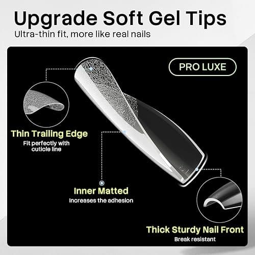 SINZSUE Medium Coffin Soft Gel Nail Tips - 240Pcs 15 Sizes Pre-Buffed Matte Full Cover False Nails, Soak Off Semi-Transparent Gel Tips for DIY Manicure thumbnail 2