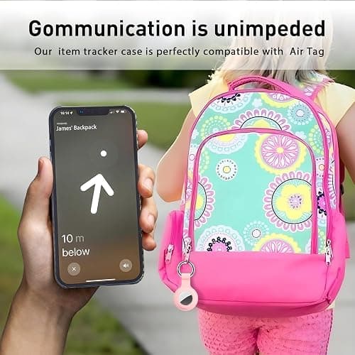 Trazzic Holder for AirTag 2nd & 1st Gen, Ultra Light Silicone Case & Upgrade Waterproof Clear Cover with Durable Anti-Losing Keychain, Shockproof & Anti-Scratch Cover for Pets, Kids, Luggage, Pink thumbnail 5
