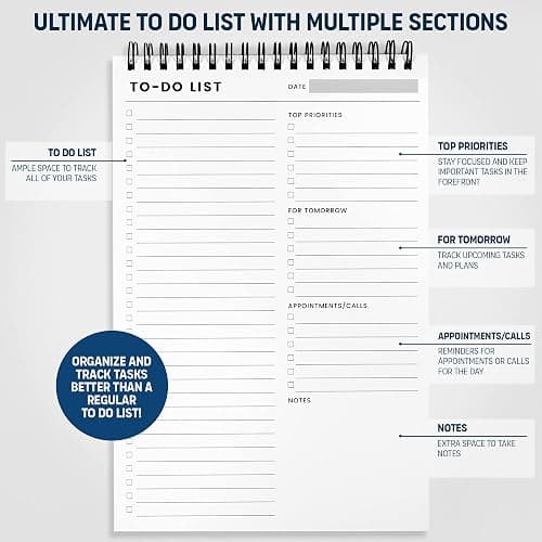 Of a Happy Kind To Do List Notepad: With Multiple Functional Sections - 6.5 x 9.8 60 Sheets - Spiral Daily Planner Notebook - Task CheckList Organizer Agenda Pad for Work - Note and Todo Organization thumbnail 4