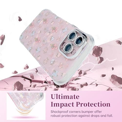 Plleuo Cute Tulip Flowers Bow Shell Pattern for iPhone 14 Plus Case, [3 in 1] with Screen Protector & Camera Lens Protector, Clear Soft Shockproof Slim Fit Floral Phone Cover for Women (White) thumbnail 4