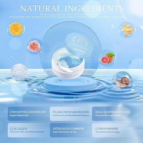 YOYORY Under Eye Patches Masks - for Dark Circles, Puffy Eyes, Fine Lines, Wrinkles, Eye Bags Treatment with Collagen and Hyaluronic Acid,Firming & Cooling, Moisturizing and Hydrating (60 Pcs) Blue thumbnail 5
