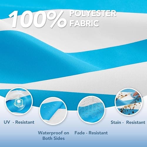 L'AGRATY Outdoor Lounge Chaise Cushion: 72x21x3 Inch Waterproof Lounge Chair Cushion for Outdoor Furniture with Fade Resistant Removable Cover - Patio Cushions for Pool Lawn Deck(Blue White 2Pcs) thumbnail 5