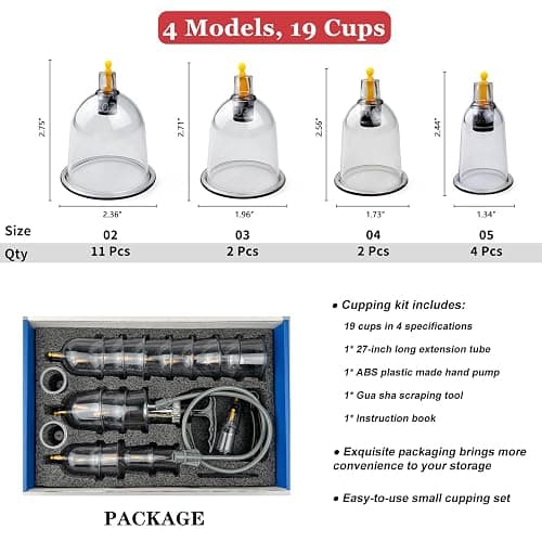 DEFUNX Cupping Therapy Set, 19 Cups Cupping Kit for Massage Therapy, Cupping Set with Pump for Back Massage, Pain Relief, Physical Therapy thumbnail 2