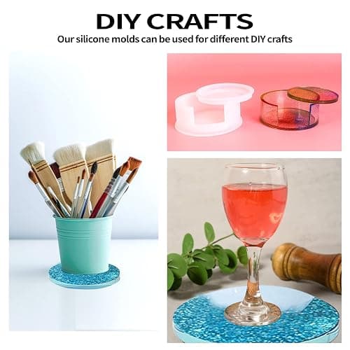 5PCS Resin Coaster Molds - Round Silicone Casting Molds for Epoxy Resin Coaster Casting and DIY Home Decoration thumbnail 5
