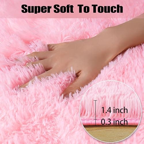 qulint Pink Rugs for Bedroom Girls, 2x3 Fluffy Area Rugs for Living Room | Soft Shag Fuzzy Small Carpet, Plush Shaggy Cute Rug for Kids Boys and Girls Dorm Nursery Classroom Home Decor thumbnail 3