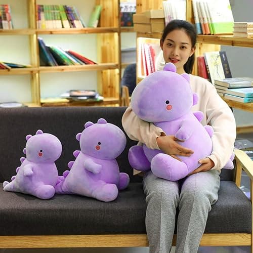 VHYHCY Cute Dinosaur Plush Toys, Fat Dinosaur Stuffed Animals Toys Dolls, Soft Plush Stuffed Animal Dino Plushie, Birthday Gifts for Kids Girl Boys Purple 12 inch thumbnail 3