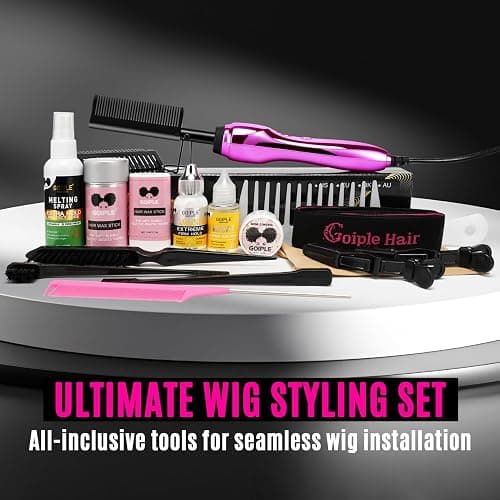 Hot Comb Hair Straightener Set for Lace Front Wigs - Heat Pressing Combs Ceramic Curling Flat Iron Electric Hot Comb for Wigs - Hair Straighteners Straightening Comb for Women Wig Installation Kit thumbnail 9