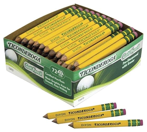 Ticonderoga Golf Pencils With Erasers, #2 HB Lead, Yellow, Pack Of 72 - Image 1