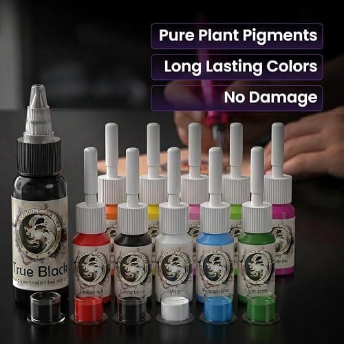 Wormhole Tattoo Kit for Beginners Complete Rotary Tattoo Machine Kit WTK104 | 11PCS Tattoo Ink, Dual Protection Uninterrupted Power Set, 10PCS Tattoo Needles, Aluminum Alloy Tattoo Pen, Practice Kit thumbnail 8