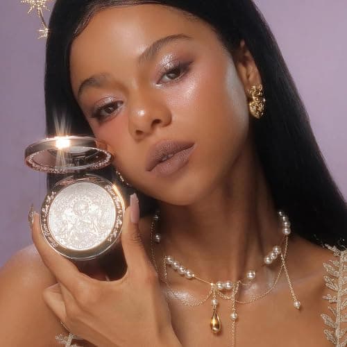 Flower Knows Little Angel Embossed Highlighter - Moonlight White Highlighter Powder,Long-Lasting Moonlight Glow,Creamy White&Subtle Warm Shimmer,Velvet & Weightless Finish(L03 Chanting Anthem) thumbnail 4
