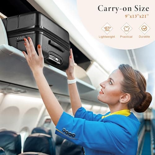 Sweetcrispy Carry on Luggage, Hard Shell ABS Suitcase with Double Spinner Wheels, Lightweight Expandable Rolling Suit Case with TSA Lock, 20 Inch Bronze Black thumbnail 2