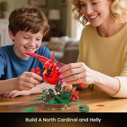 JAKI Northern Cardinal Building Kit, Red Bird with Holly Plant Botanical Collection Building Toys, Relaxing Build for Nature Lovers, Home Décor for Adults Kids thumbnail 6