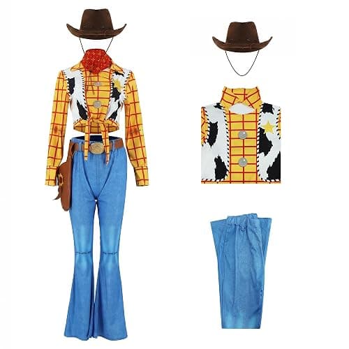 EDAUWAE Woody Costume Women Cowboy Cosplay Sheriff Halloween Uniform with Belt Hat Fancy Outfit thumbnail 4