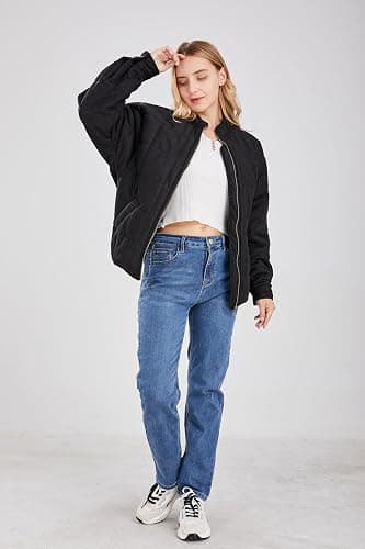 utcoco Women's Causal Lightweight Jacket Stand Collar Long Sleeve Zip Up Winter Coats for Women thumbnail 4