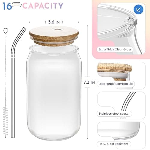 Book Lovers Gifts for Readers: Bookish, Reading & Book-Themed Gifts for Teachers, Librarians & Kids - Mothers Day, Graduation & Birthday Gift - 16oz Glass Cup thumbnail 3