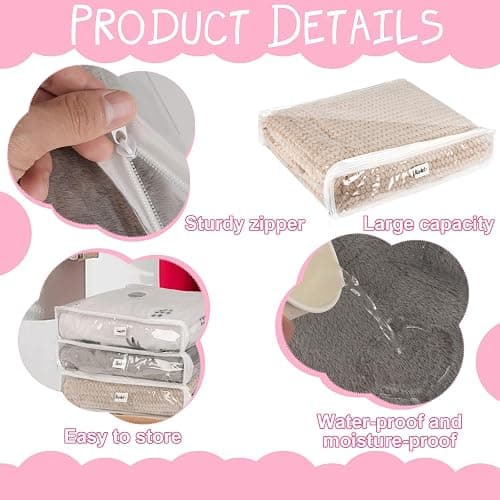 10 Pieces Clear Zippered Storage Bags Plastic Blankets Storage Bags with Zipper and Label Clothing Organizer for Sweater Bed Sheet Quilt Clothes Pillow (15.8 x 14.4 x 4 Inch) thumbnail 4