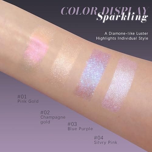 Noerrors Duochrome Shimmer Eyeshadow Quad Palette for Sparkly Fairy Makeup | Holographic Half Magic +3D Metallic Finish for Eyeshadow or Highlighter, Subtle Shimmer, Easy to Color, Daily or Rave Looks thumbnail 6