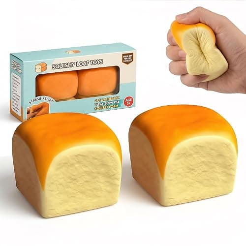 Invasgi 2 Pack Bread Squishy Slow Rise Toys, Dumpling Squishy Fidget Toys for Kids & Adults,Stress Relief Squeeze Toy, Gifts for Office, Party Favors, Back to School - Image 1