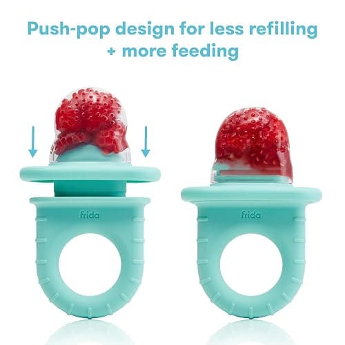 Frida Baby Push Pop Silicone Feeder, Baby Fruit Food Feeder to Safely Introduce New Foods, Fresh + Frozen, Breastmilk Popsicles, BPA Free, Dishwasher Safe | 3 Count, Teal thumbnail 3