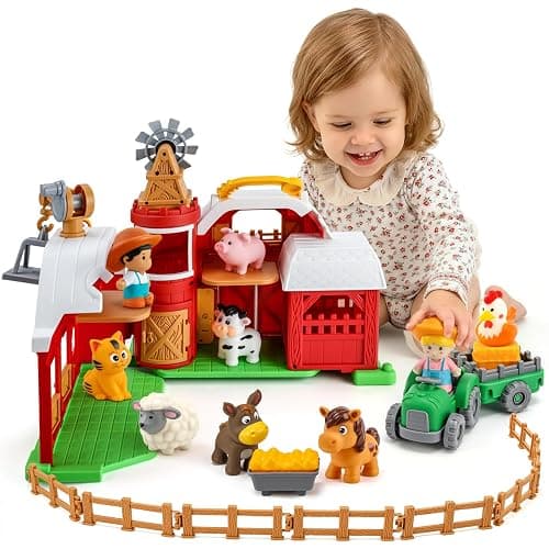 30-Piece Upgraded Farm Animal Big Barn Playset Gifts for Toddlers Christmas | Montessori Learning Toys for 18 Months Olds Girls Boys|Pretend Animal with Tractor Birthday Gifts for 2 Years thumbnail 9