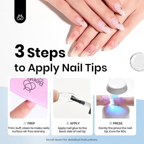 beetles Gel Polish 9 in 1 Gel Nail Glue for Clear Acrylic Nails Tips, Long Lasting Super Strong Brush Nail Glue for Fake Nails, Base Blooming Nail Gel, New Safe Formula, U V Light Cure thumbnail 4