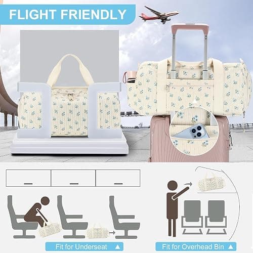 BTOOP Duffle Bag for Gym Sports Women Girls Workout Travel Bag Weekender with Shoe Compartment and Wet Pocket thumbnail 4