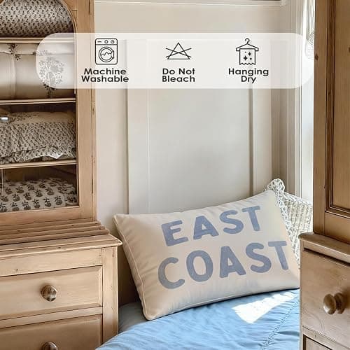 Wheatwin Blue Coastal Throw Pillow Cover 12x20, Coastal Room Decor, Blue Dorm Decor, Coastal Preppy Trendy Retro East Coast Coquette Decor for Girls Room College Sofa Couch thumbnail 5