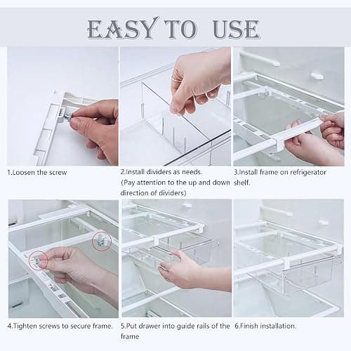 Dewpeton Refrigerator Organizer Bins - Clear Plastic Container Drawer for Egg Vegetable Fruit Snack Drink Food, Home Essentials Organization and Storage for Fridge Kitchen Cabinet Pantry Freezer thumbnail 6