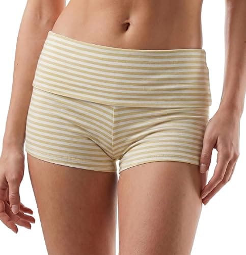 KMBANGI Womens Fold Over Shorts Elastic Waist Y2k Lounge Shorts Foldover | Striped Cute Pajama Mini Micro Bottoms Booty Low Rise Short Leggings Yoga Pants Pj Sleepwear Casual Going Out Trendy thumbnail 4